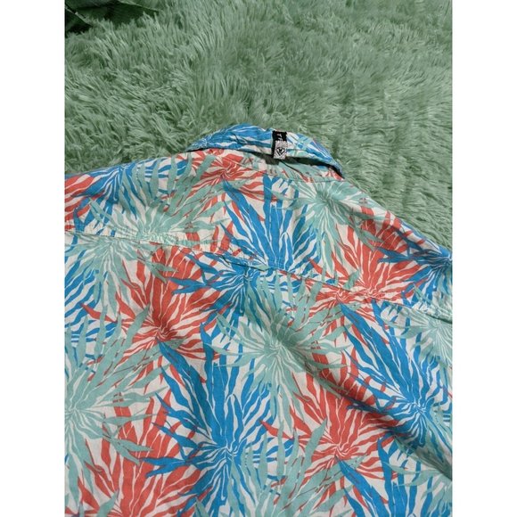 🍑TRIPLIX Tropical Printed Summer shirt men Size Medium 320 - Picture 10 of 11